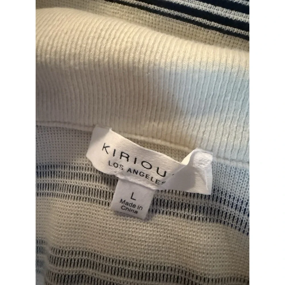 Kirious Los Angeles Striped Sleeveless Knit Polo Top Womens Large Black Cream